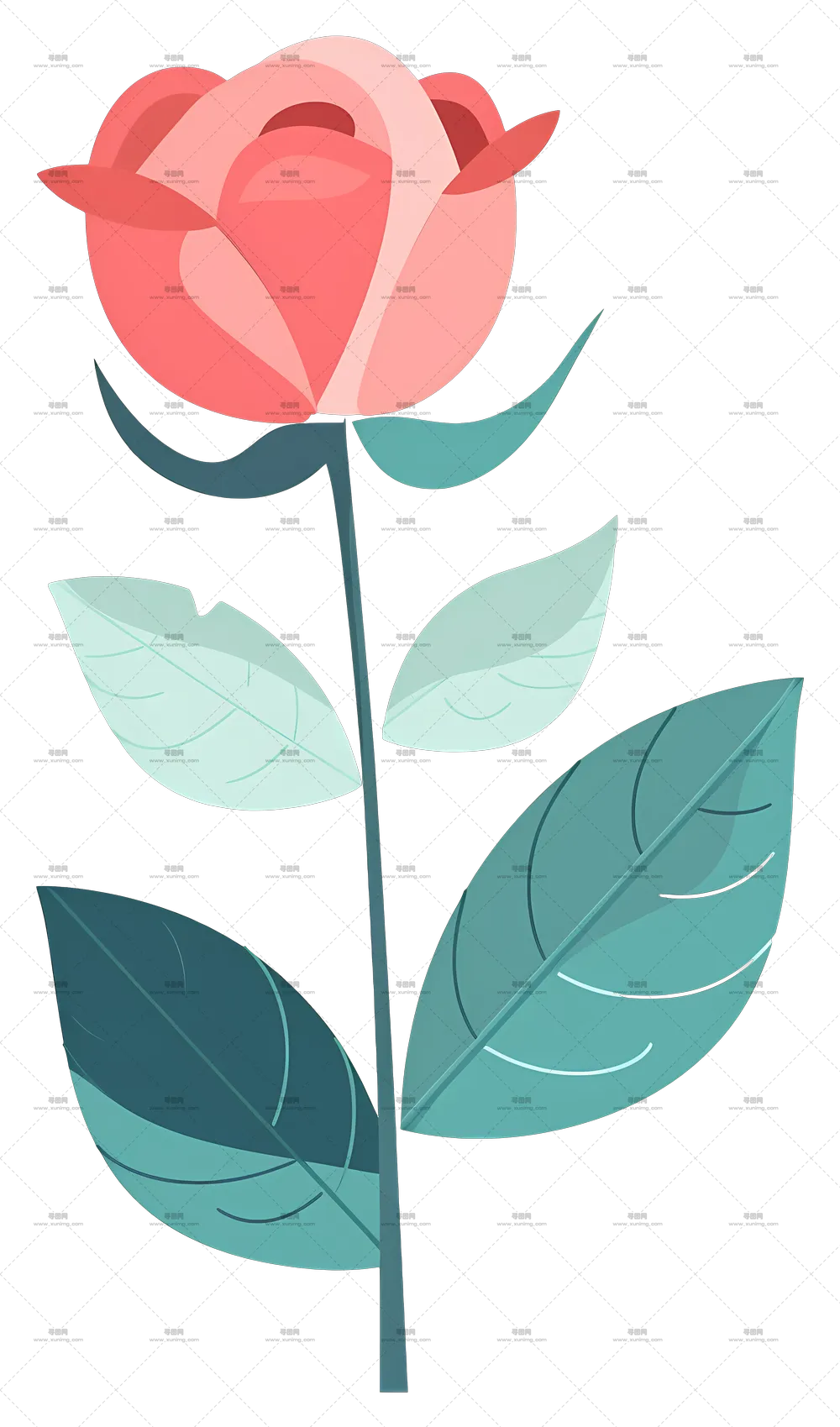 美丽粉玫瑰花插画PNG免抠图预览图