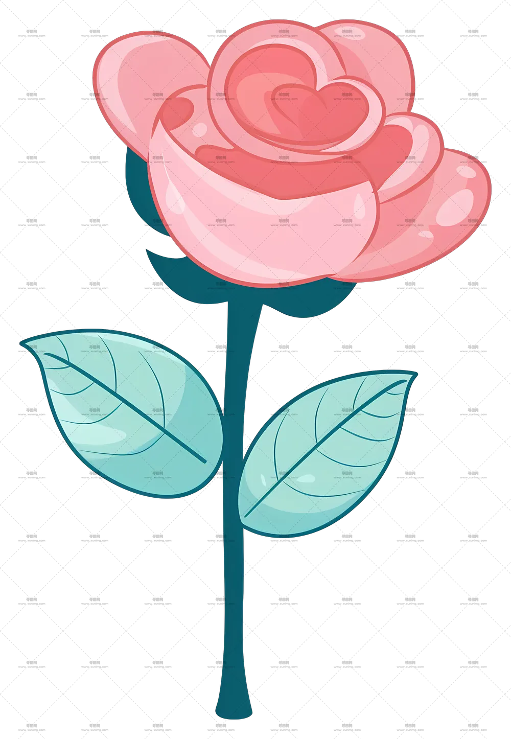 粉卡通花朵插画PNG免抠图预览图