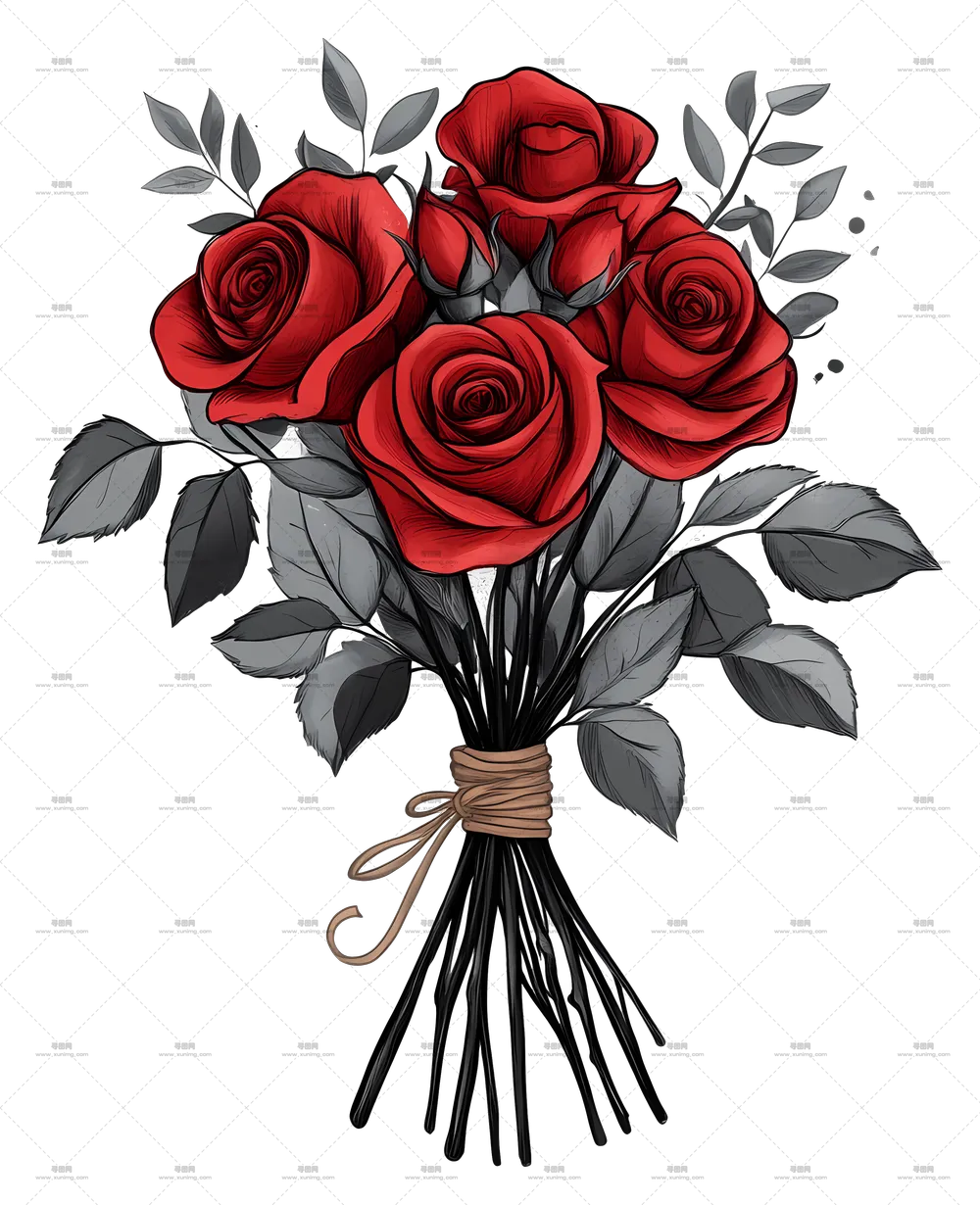 美丽红色玫瑰花束PNG免抠图预览图
