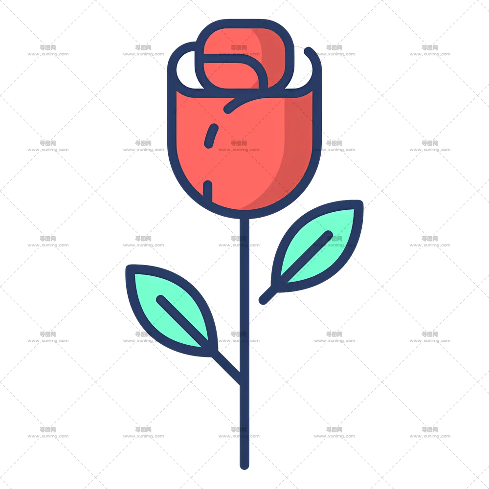 红色玫瑰花插画PNG免抠图预览图