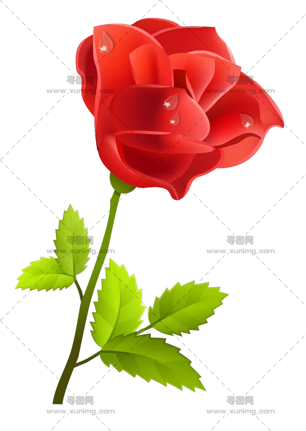 花园雕像旁红色玫瑰花PNG免抠图预览图