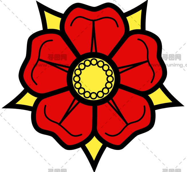 红玫瑰花卉徽章PNG免抠图预览图