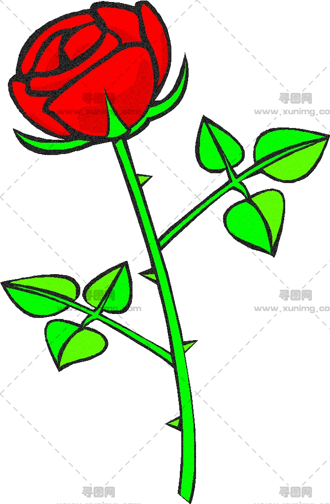 带刺红玫瑰插画PNG免抠图预览图