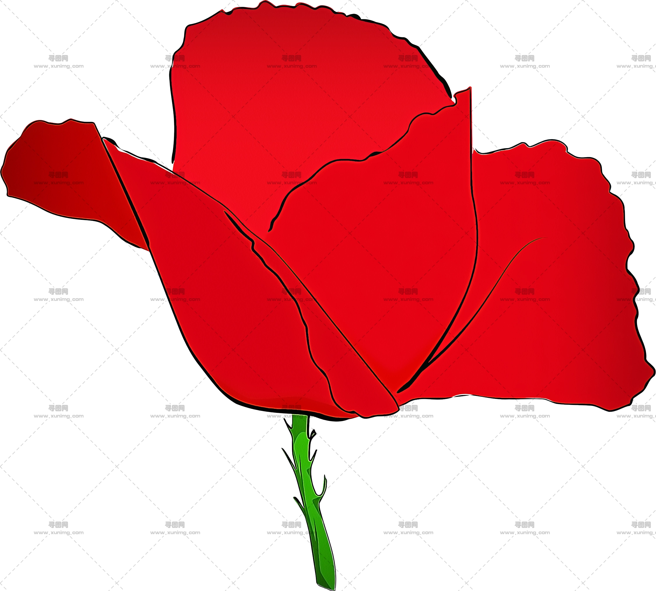 浪漫美丽红玫瑰插画PNG免抠图预览图