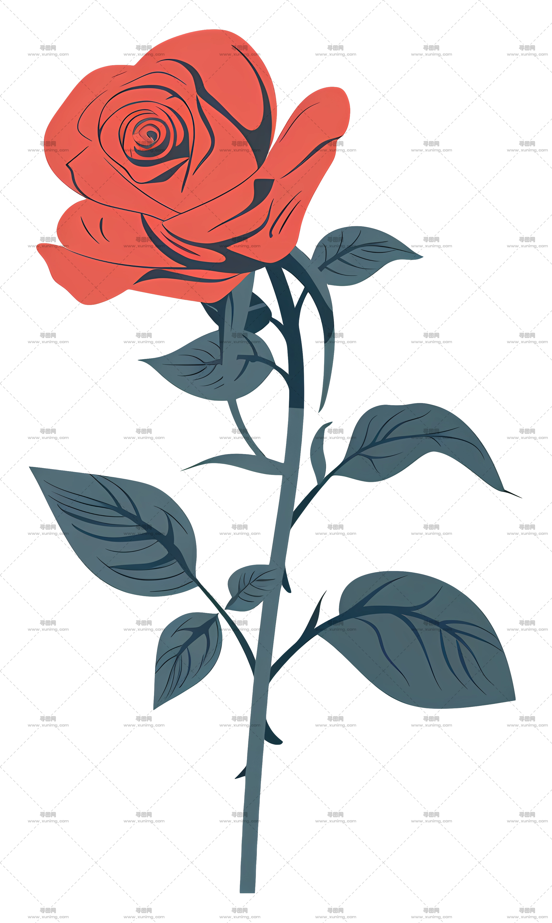 浪漫红玫瑰插画PNG免抠图预览图