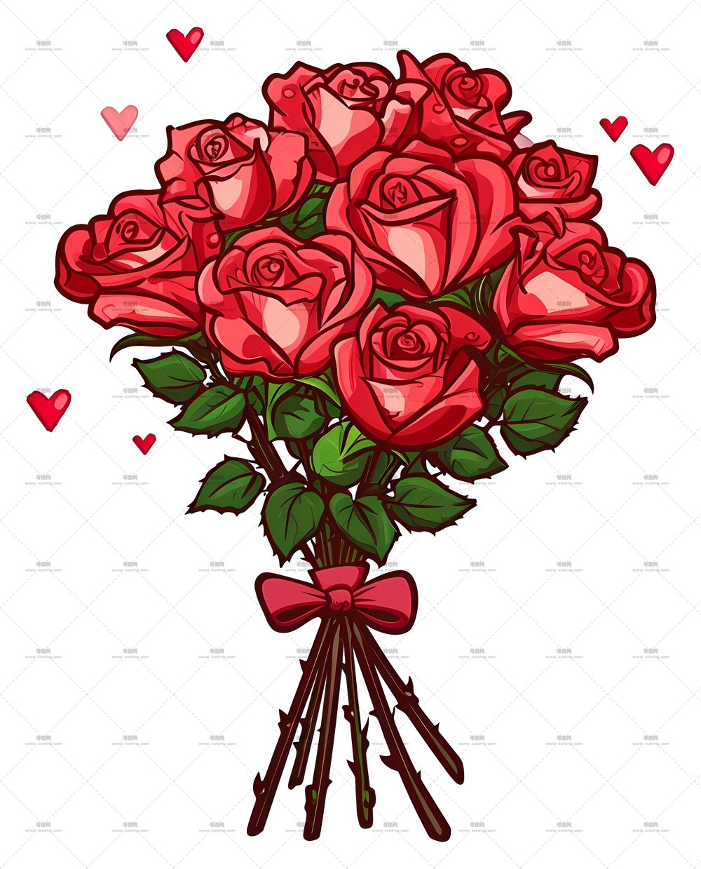 心形浪漫红玫瑰花束PNG免抠图预览图 心形浪漫红玫瑰花束PNG免抠图预览图