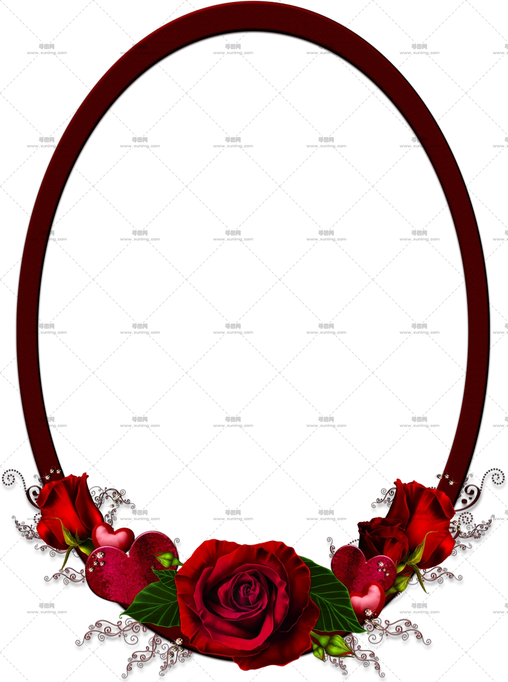 红玫瑰花卉框架PNG免抠图预览图