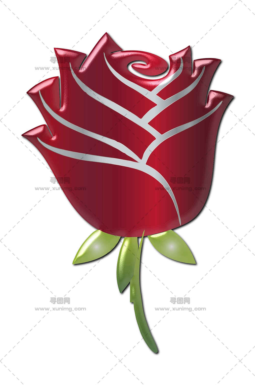 红玫瑰插画PNG免抠图预览图