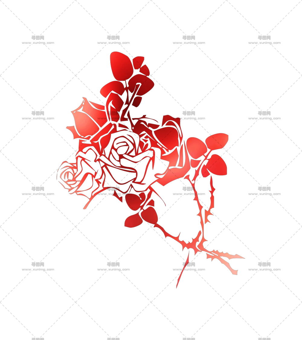 红玫瑰艺术插画PNG免抠图预览图