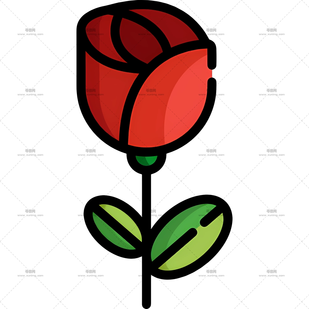 情人节红玫瑰卡通插画PNG免抠图预览图