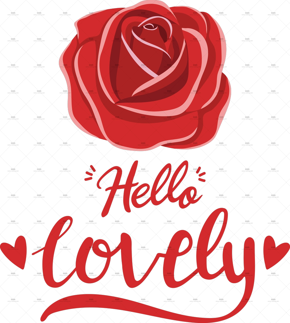 可爱文字红玫瑰图形艺术PNG免抠图预览图