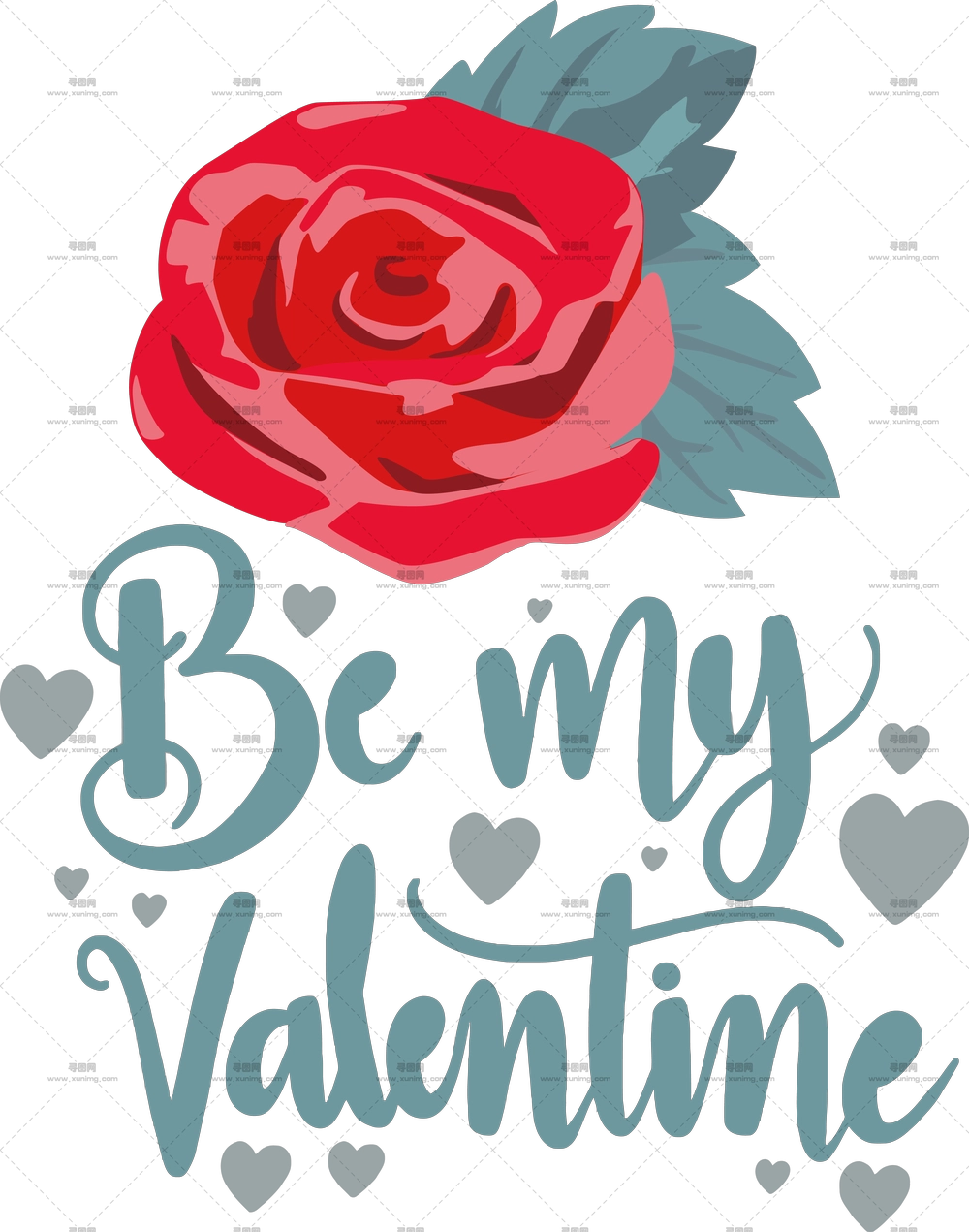 红玫瑰情人节卡片PNG免抠图预览图