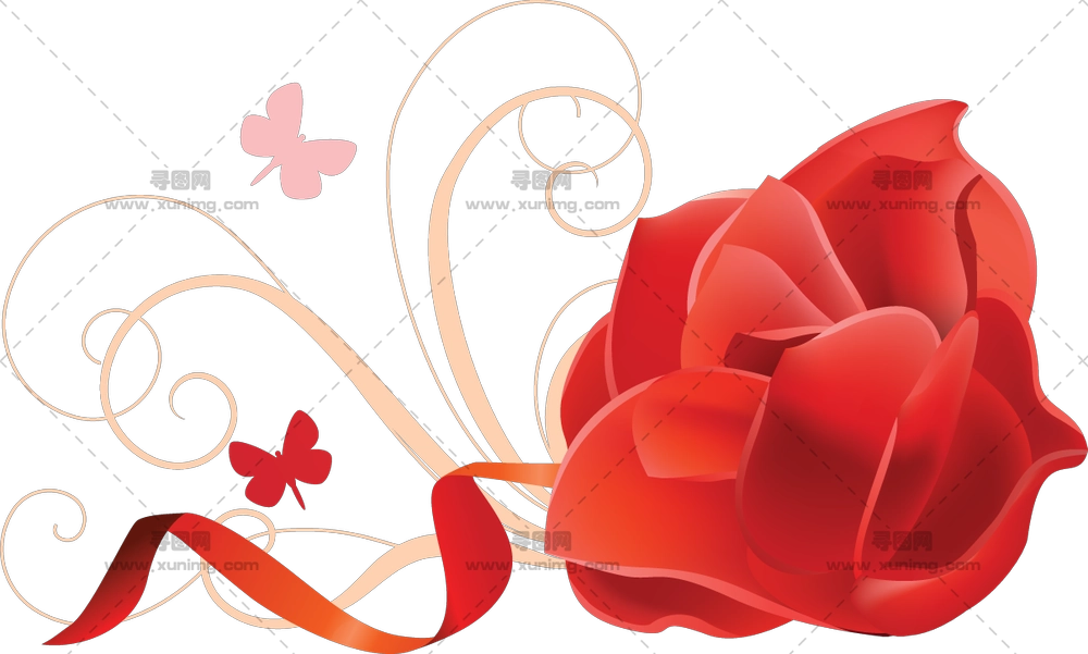 丝带红玫瑰插画PNG免抠图预览图 丝带红玫瑰插画PNG免抠图预览图