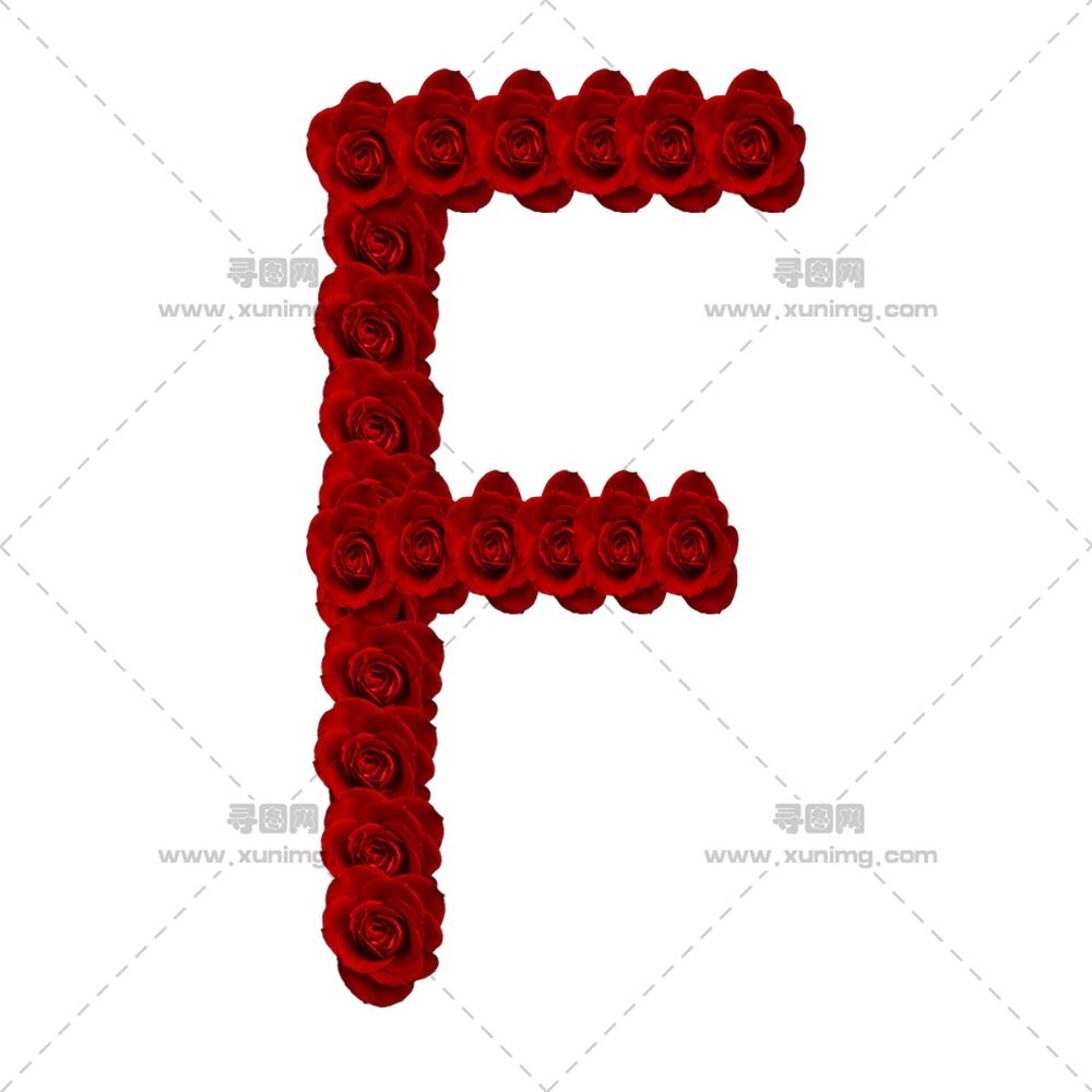 红玫瑰字母F设计PNG免抠图预览图