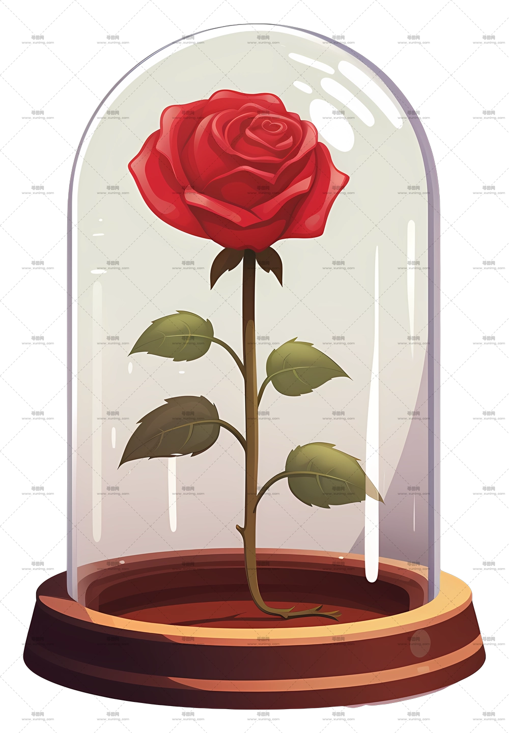 玻璃穹顶优雅红玫瑰PNG免抠图预览图