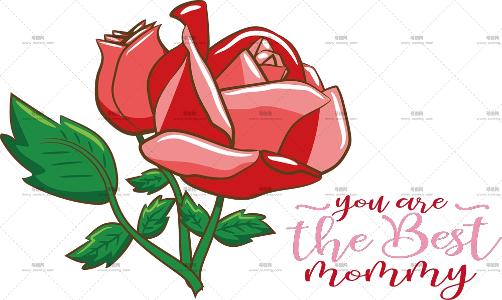 最佳妈妈信息红玫瑰设计PNG免抠图预览图
