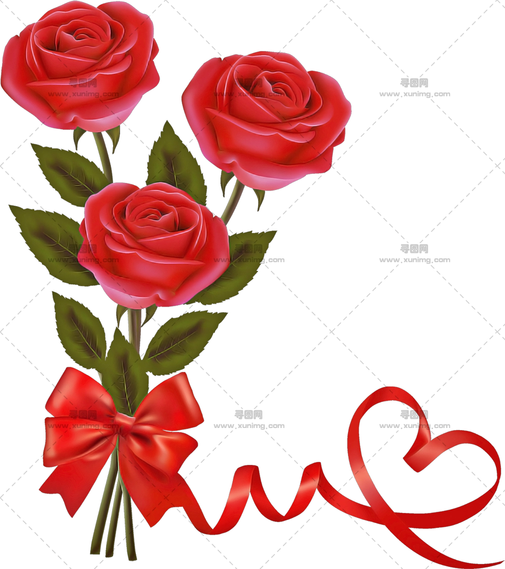 丝带红玫瑰花束PNG免抠图预览图 丝带红玫瑰花束PNG免抠图预览图