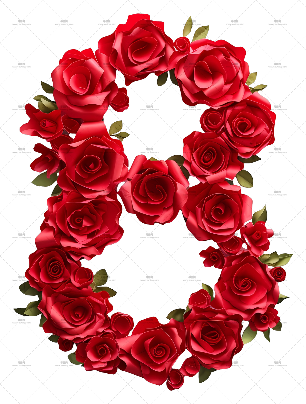 红玫瑰数字八PNG免抠图预览图