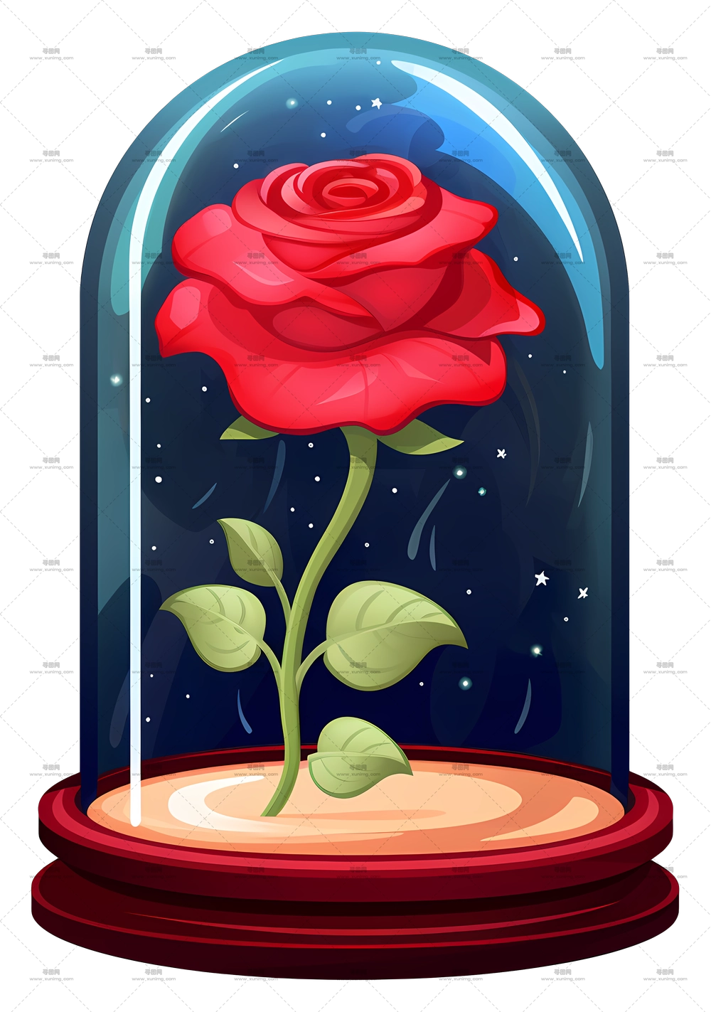 玻璃穹顶展示红玫瑰PNG免抠图预览图