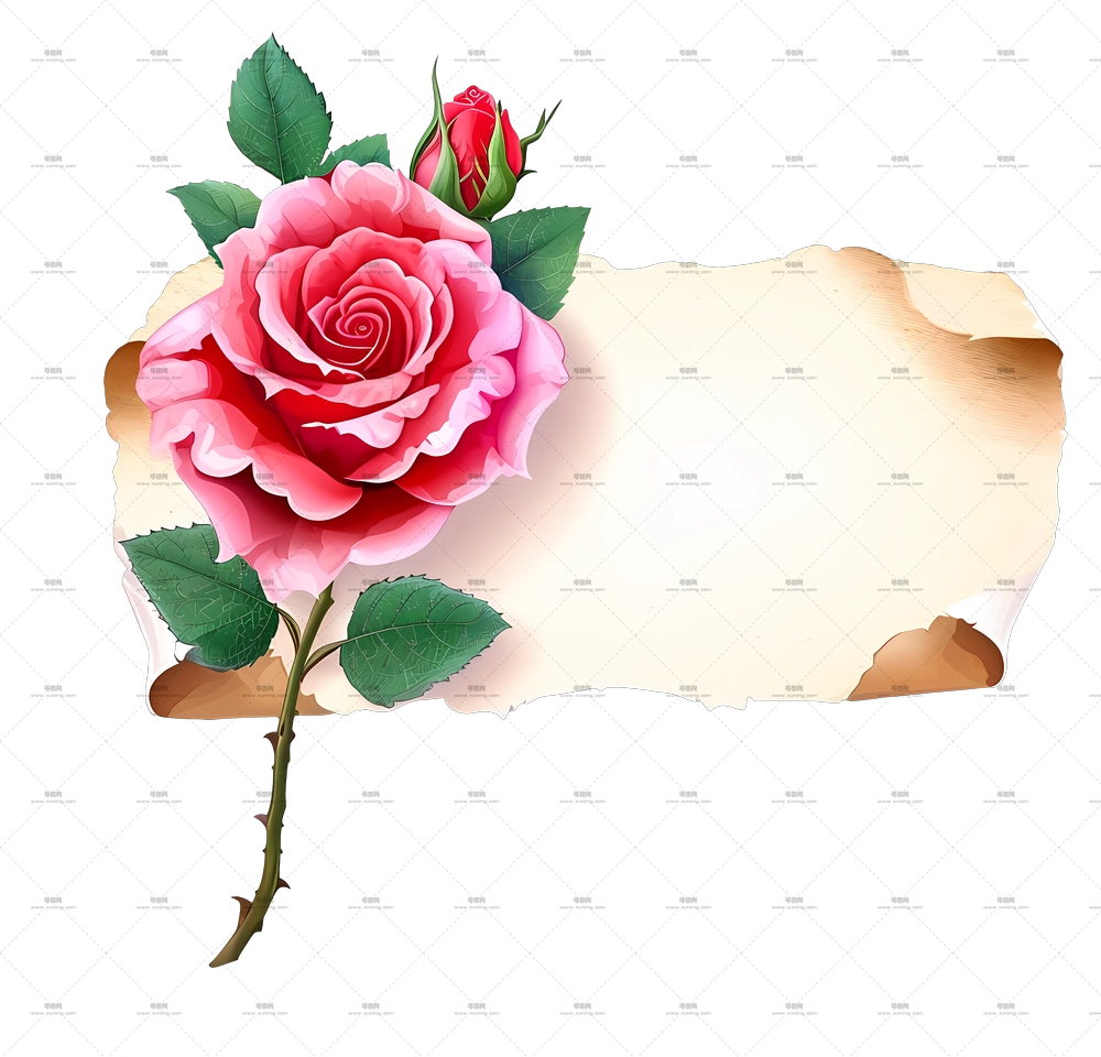 带花蕾叶子粉色玫瑰花PNG免抠图预览图 带花蕾叶子粉色玫瑰花PNG免抠图预览图