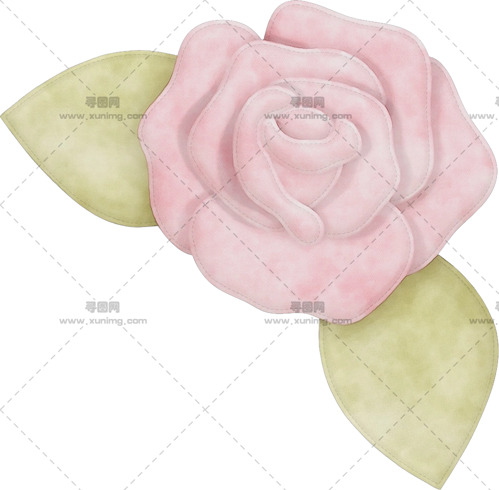 带叶子美丽粉色玫瑰花插画PNG免抠图预览图