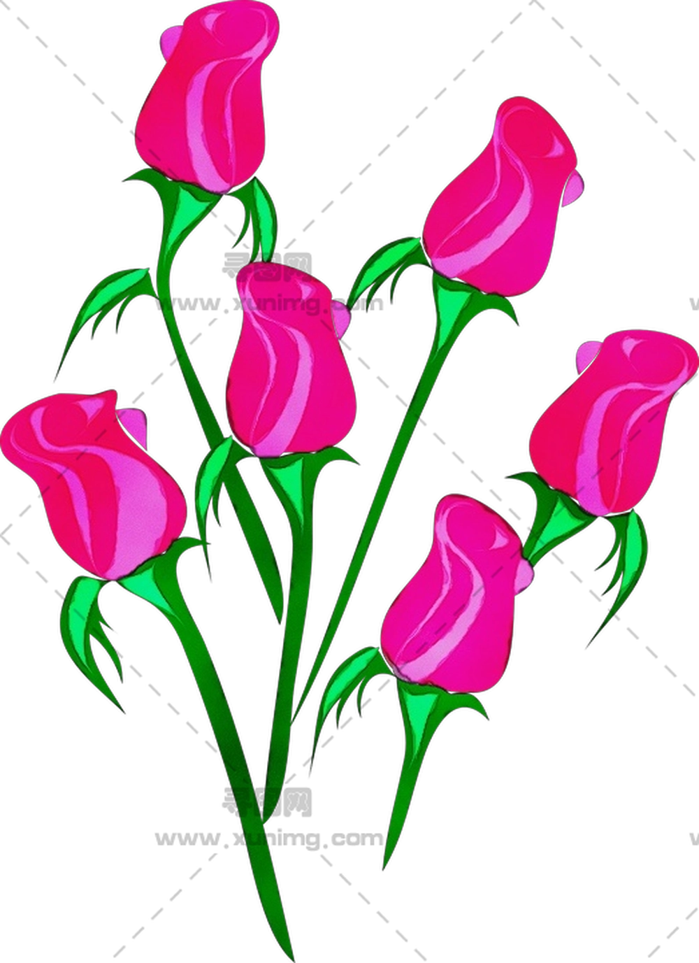 明亮粉色玫瑰花插画PNG免抠图预览图