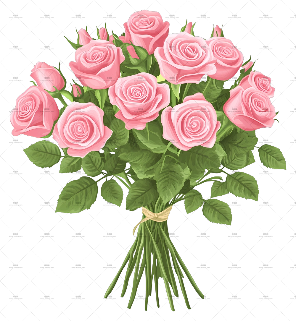 大粉色玫瑰花束PNG免抠图预览图