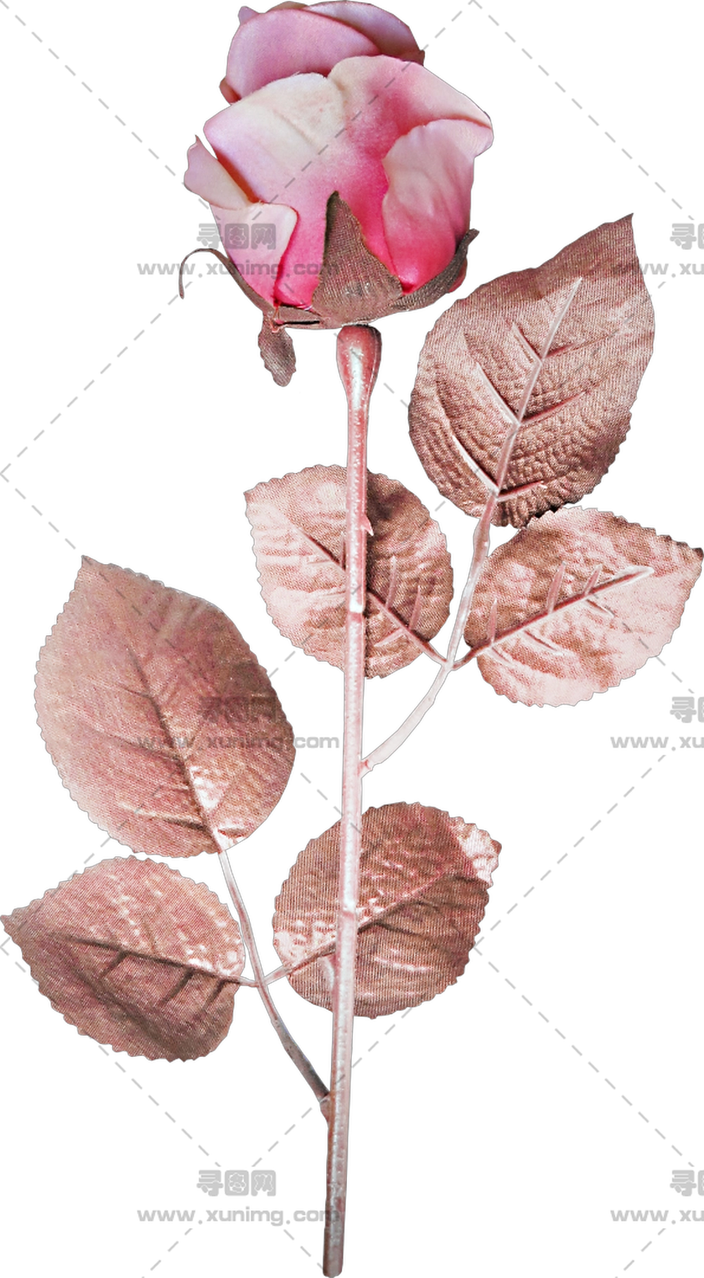 浪漫场合带金属茎粉色玫瑰花PNG免抠图预览图