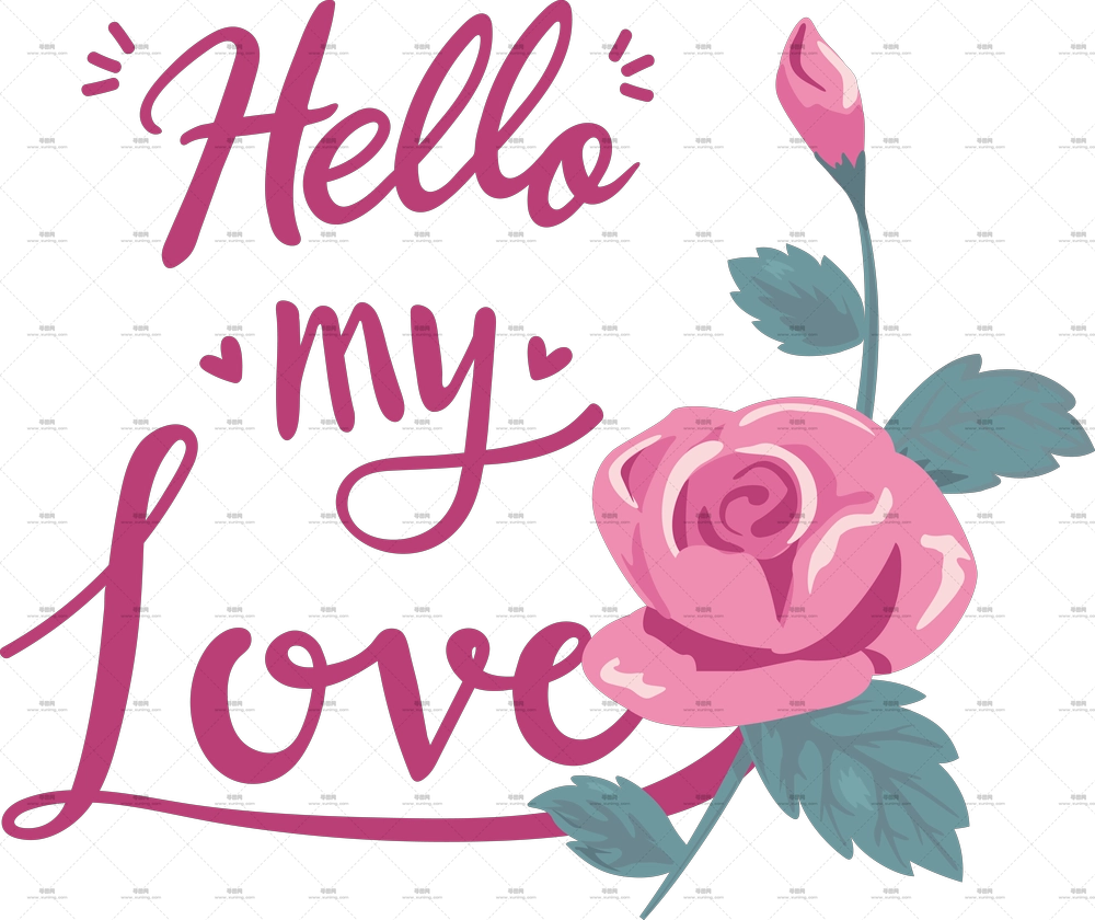 带爱情信息美丽浪漫粉色玫瑰花PNG免抠图预览图