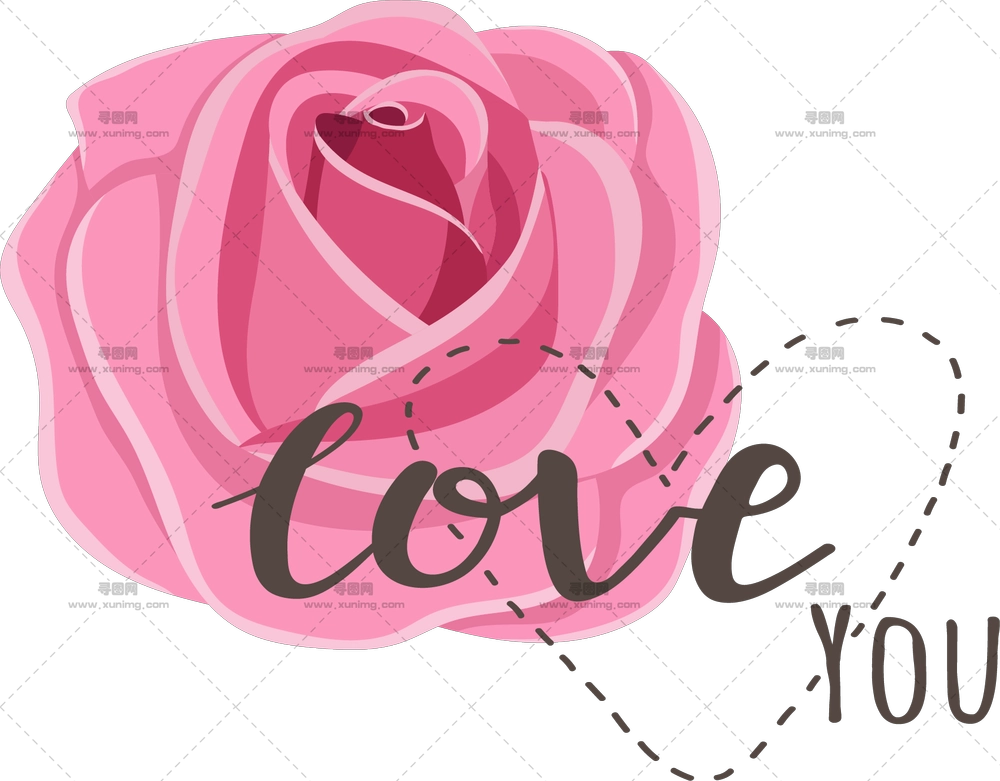 带爱情信息浪漫粉色玫瑰花卡片PNG免抠图预览图