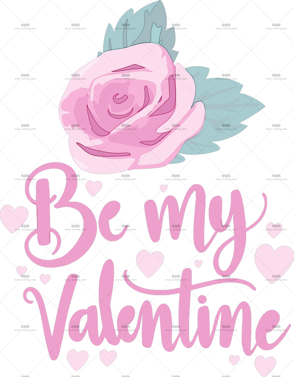 情人节粉色玫瑰花艺术PNG免抠图预览图