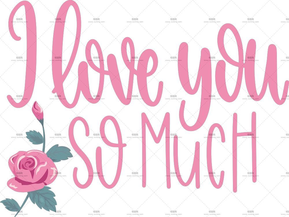 带粉色玫瑰花我爱你如此多PNG免抠图预览图