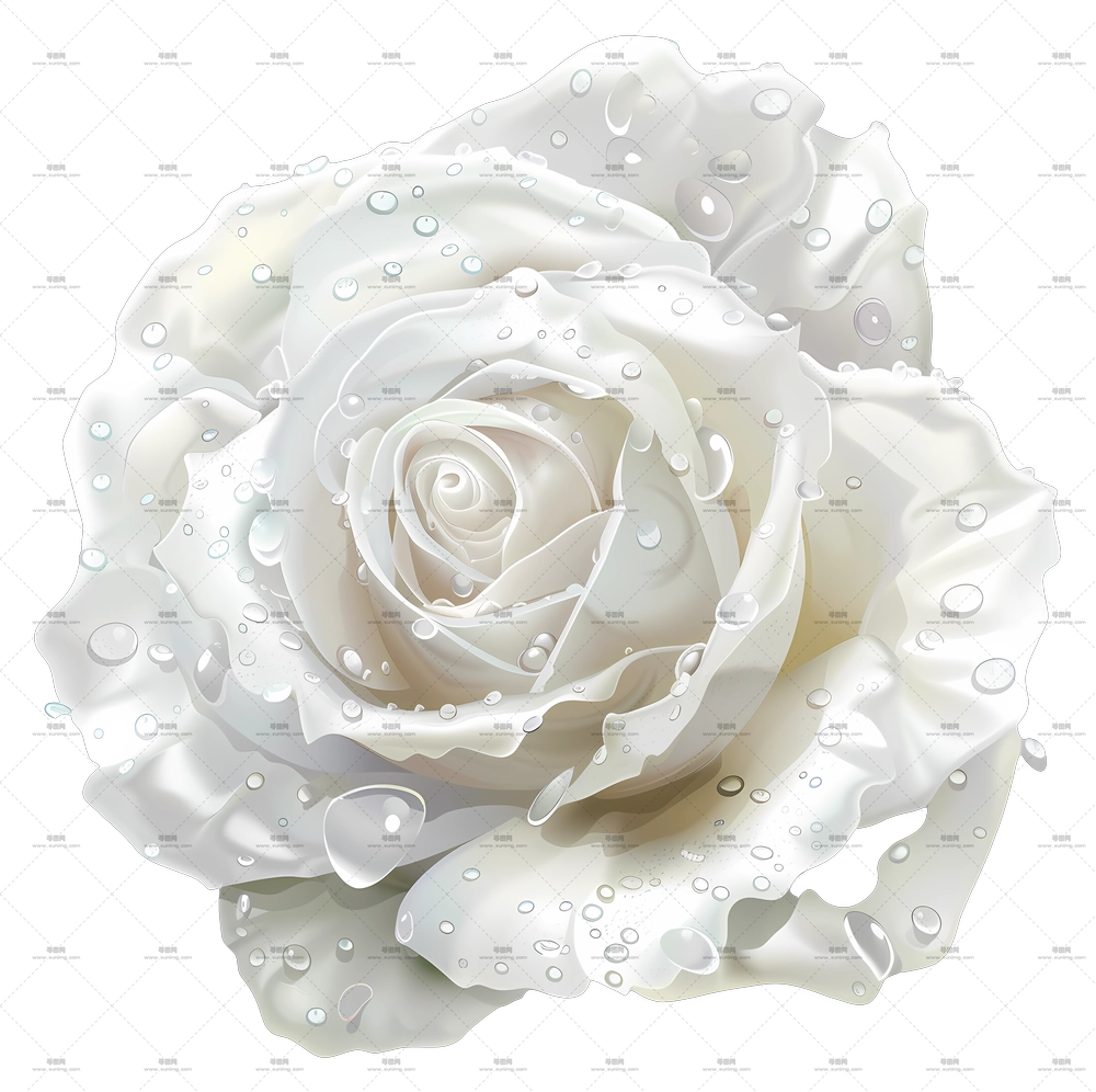 带露珠的美丽白玫瑰PNG免抠图预览图