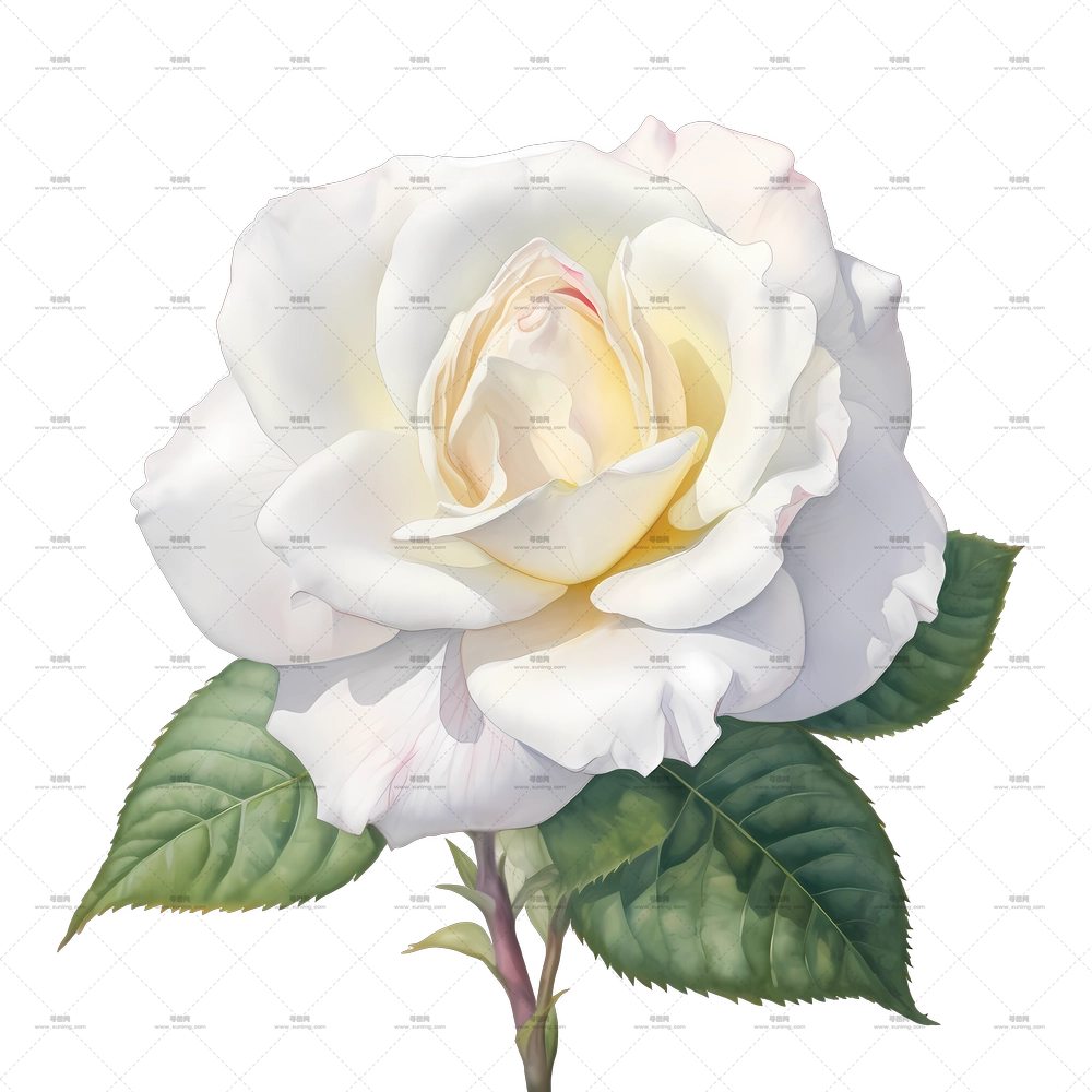 美丽的白玫瑰插画PNG免抠图预览图