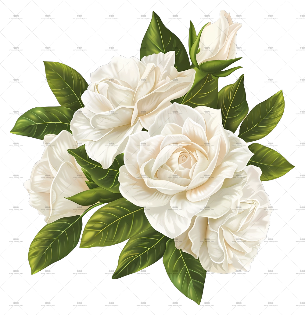 优雅的白玫瑰花束PNG免抠图预览图