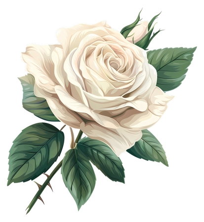 优雅的白玫瑰花卉艺术PNG免抠图