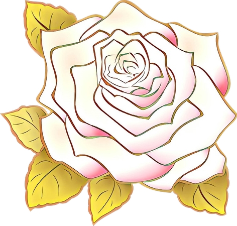 带黄叶的优雅白玫瑰PNG免抠图