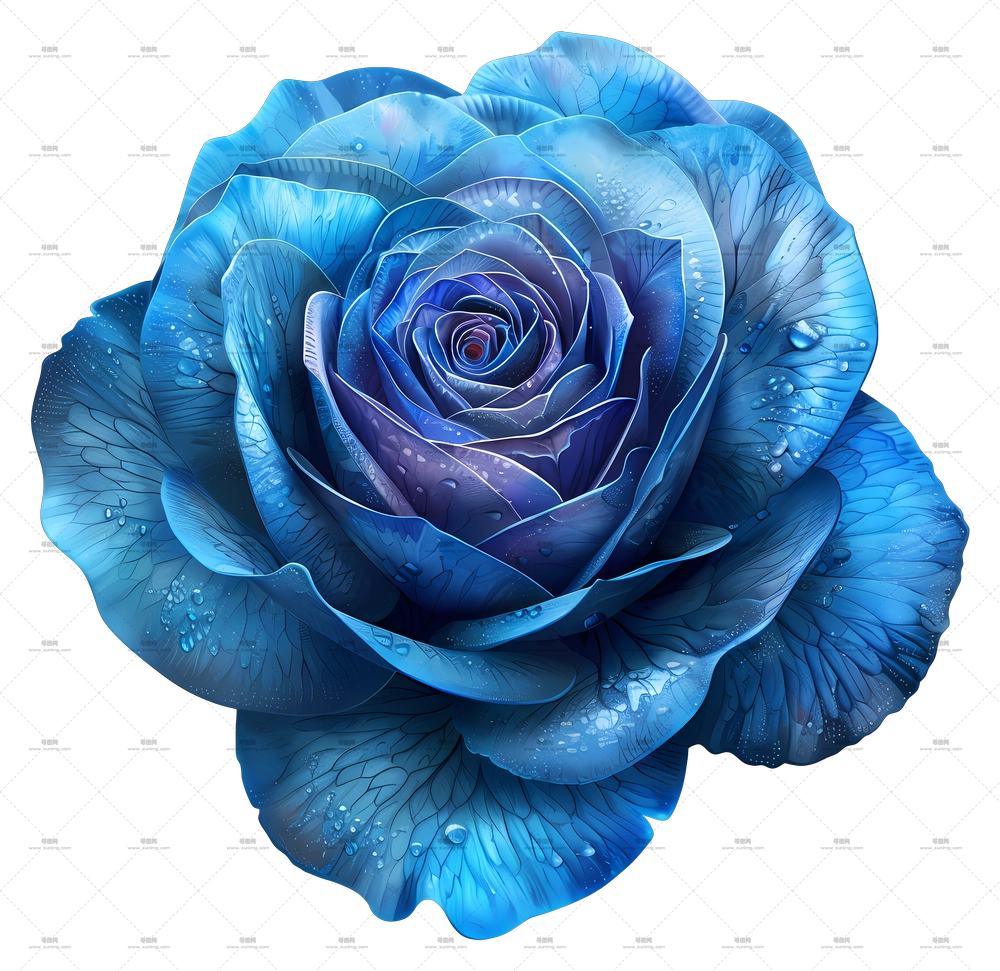 美丽蓝玫瑰插画PNG免抠图预览图 美丽蓝玫瑰插画PNG免抠图预览图