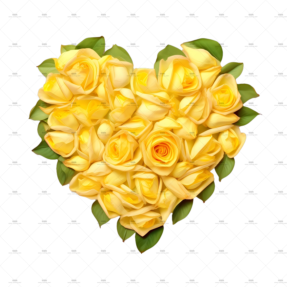 黄玫瑰制成的心形PNG免抠图预览图 黄玫瑰制成的心形PNG免抠图预览图