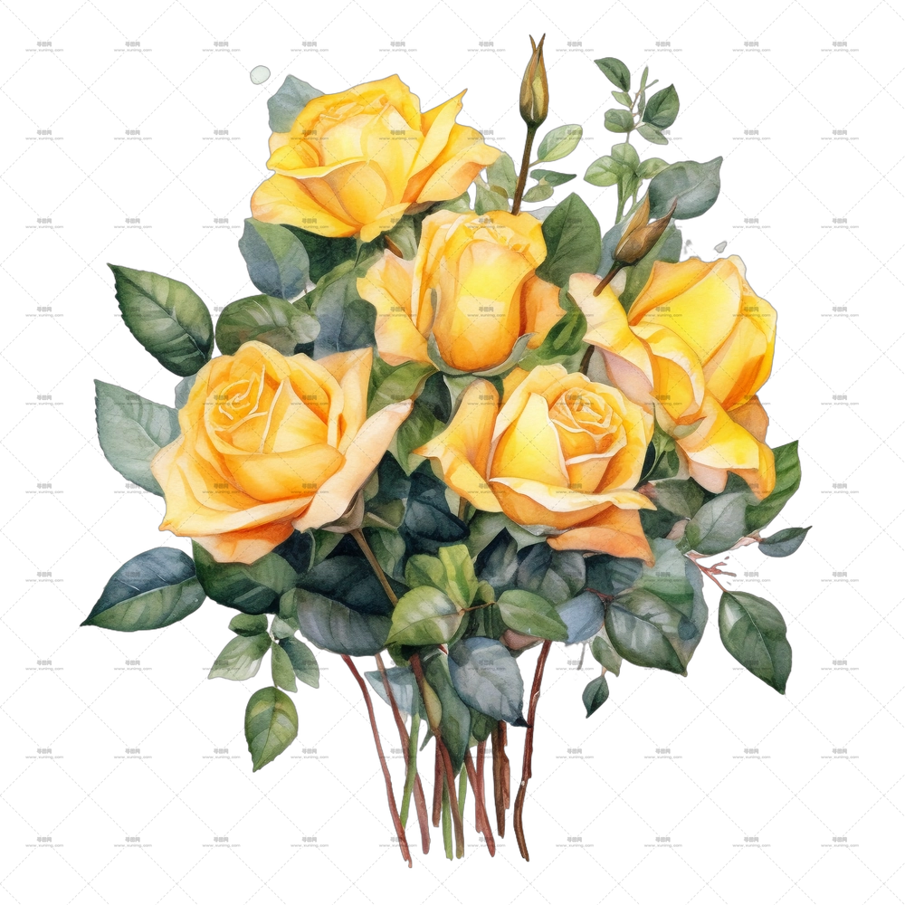 美丽黄玫瑰花束PNG免抠图预览图 美丽黄玫瑰花束PNG免抠图预览图