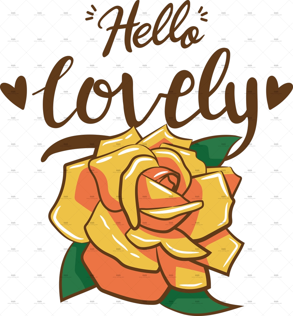 带可爱文字的黄橙玫瑰PNG免抠图预览图 带可爱文字的黄橙玫瑰PNG免抠图预览图
