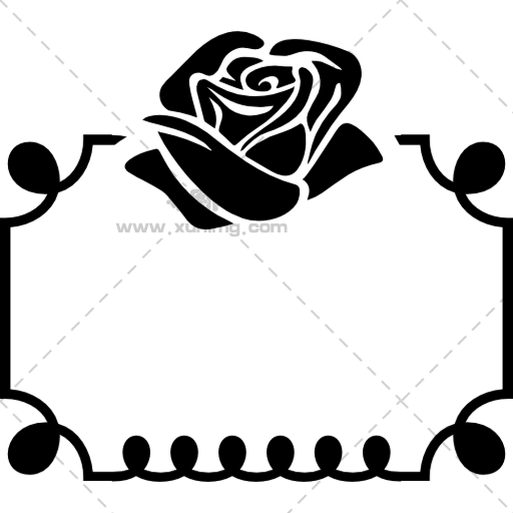 黑玫瑰花框架设计透明背景PNG免抠图预览图