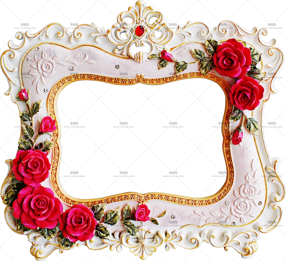 红玫瑰装饰华丽框架透明背景PNG免抠图预览图 红玫瑰装饰华丽框架透明背景PNG免抠图预览图