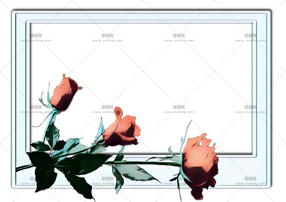 优雅玫瑰花卉框透明背景PNG免抠图预览图 优雅玫瑰花卉框透明背景PNG免抠图预览图