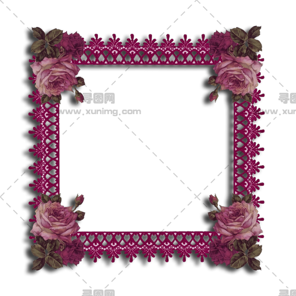 粉色玫瑰装饰相框透明背景PNG免抠图预览图 粉色玫瑰装饰相框透明背景PNG免抠图预览图
