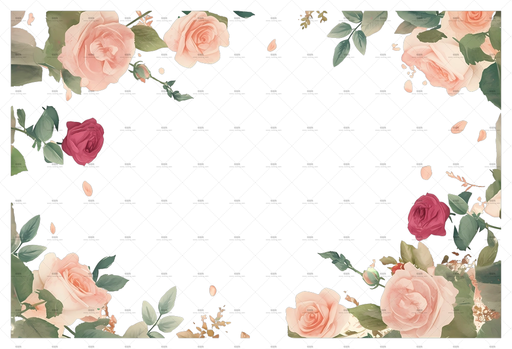 粉红红色玫瑰优雅框架透明背景PNG免抠图预览图 粉红红色玫瑰优雅框架透明背景PNG免抠图预览图