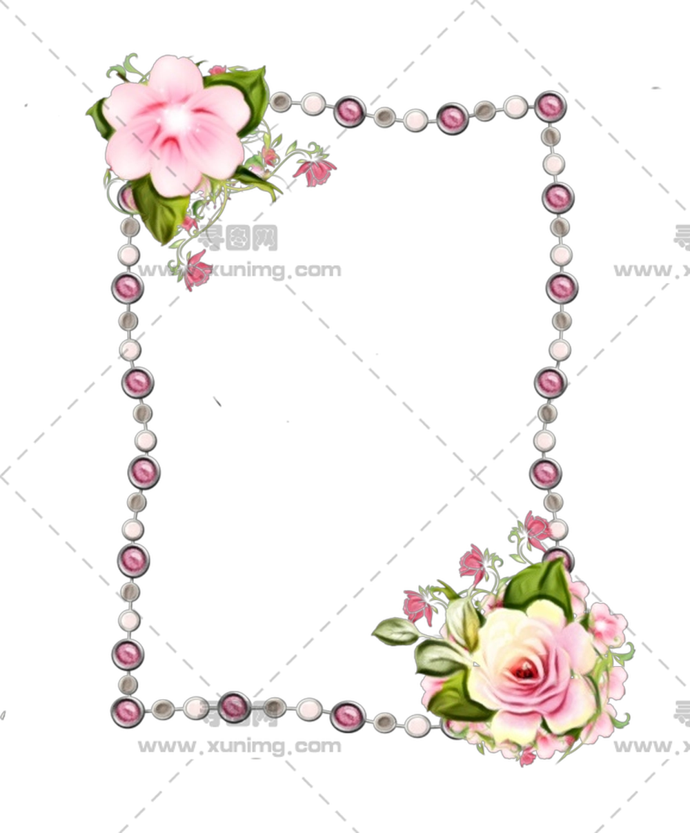 粉色玫瑰装饰边框透明背景PNG免抠图预览图 粉色玫瑰装饰边框透明背景PNG免抠图预览图