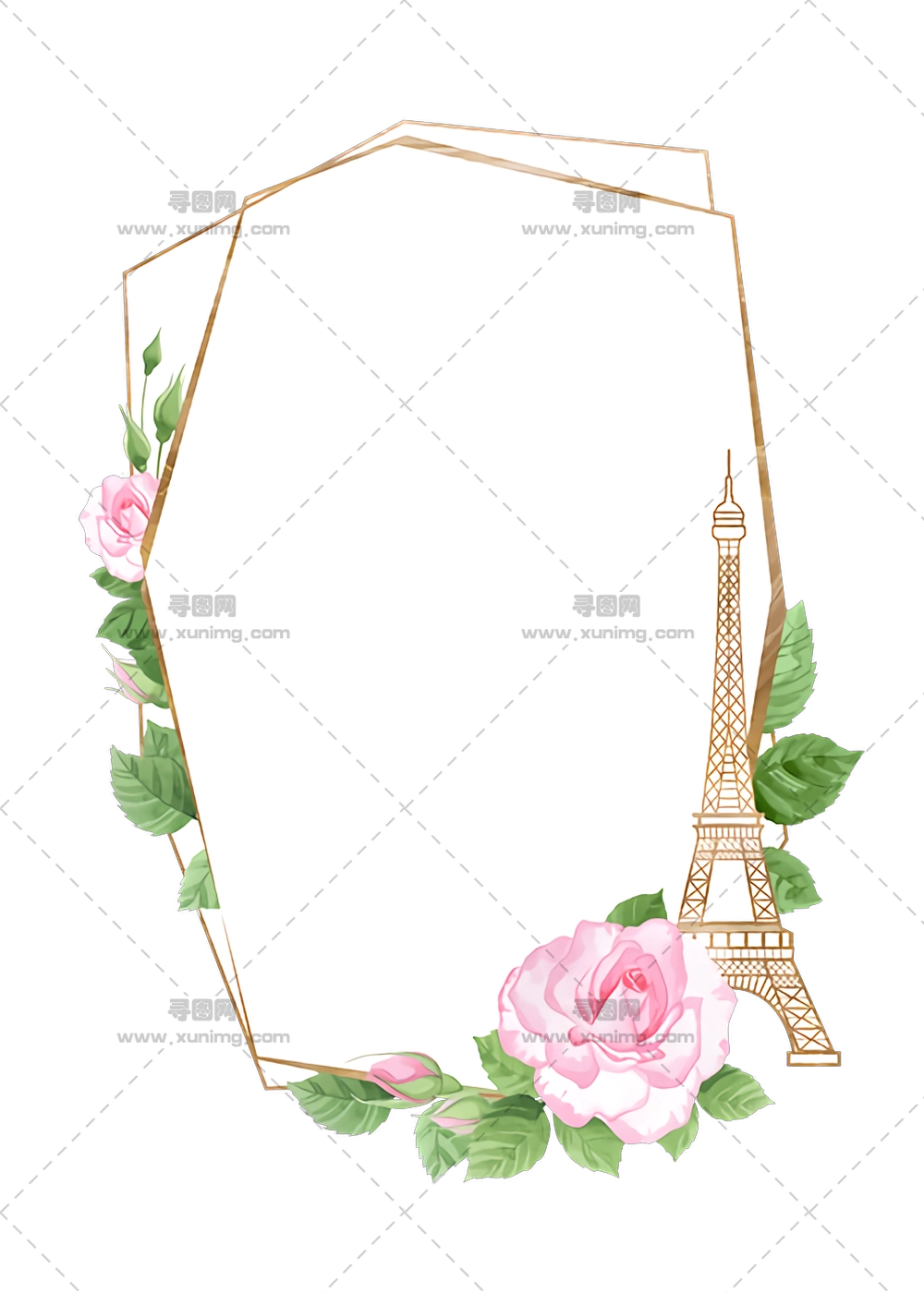 优雅埃菲尔铁塔花边框设计透明背景PNG免抠图预览图 优雅埃菲尔铁塔花边框设计透明背景PNG免抠图预览图