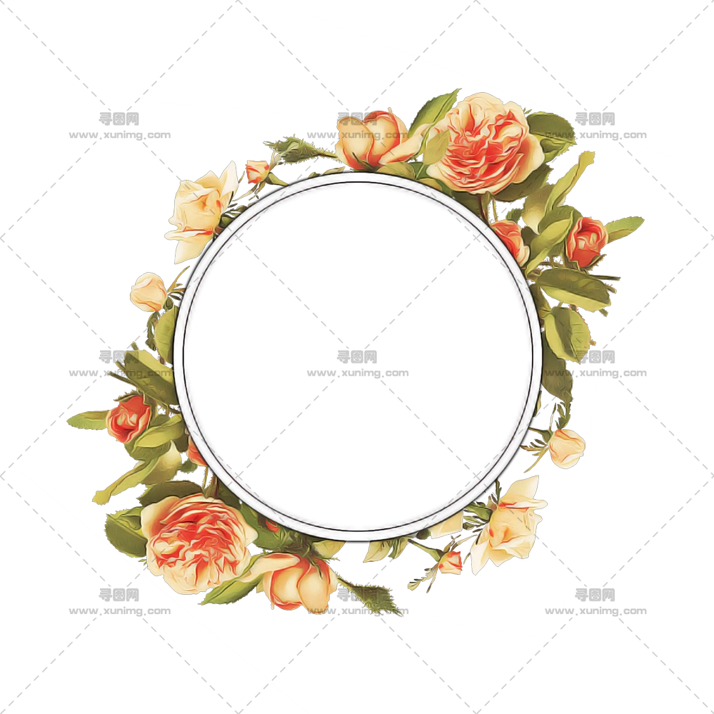 圆形玫瑰花卉框架透明背景PNG免抠图预览图 圆形玫瑰花卉框架透明背景PNG免抠图预览图
