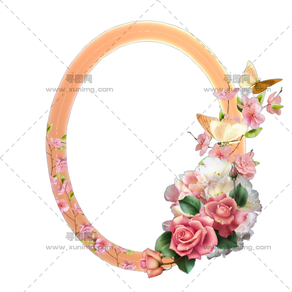 玫瑰蝴蝶花艺相框透明背景PNG免抠图预览图 玫瑰蝴蝶花艺相框透明背景PNG免抠图预览图
